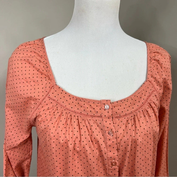 Levi's polka dot long sleeve button down peasant style blouse Sz M - Picture 7 of 8